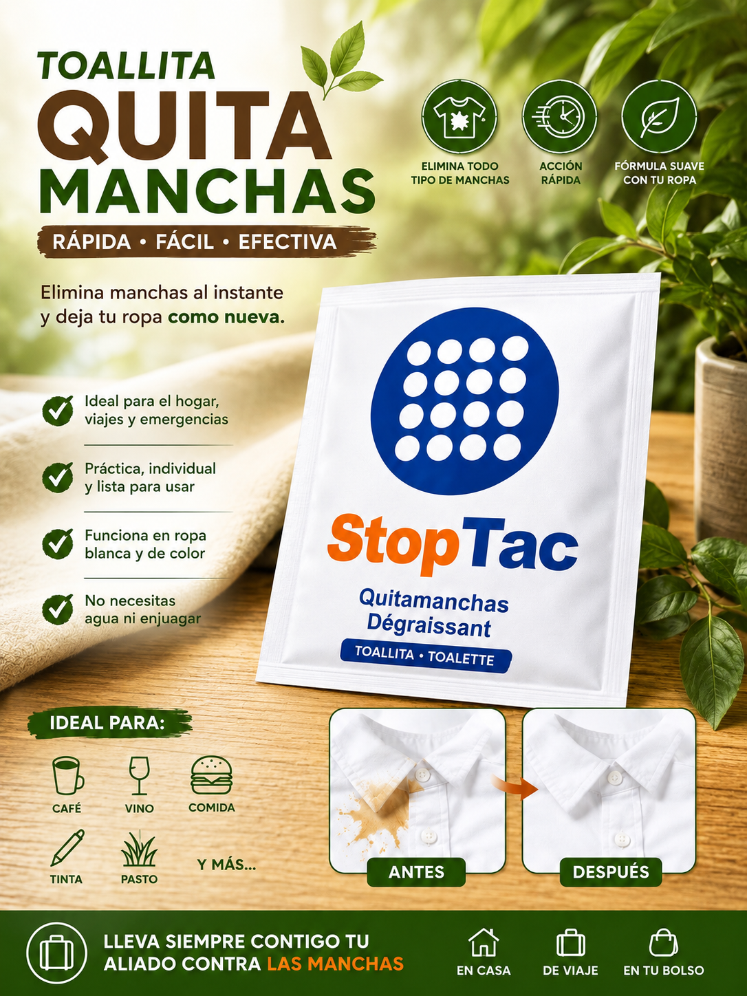 Toallita QuitaManchas StopTac